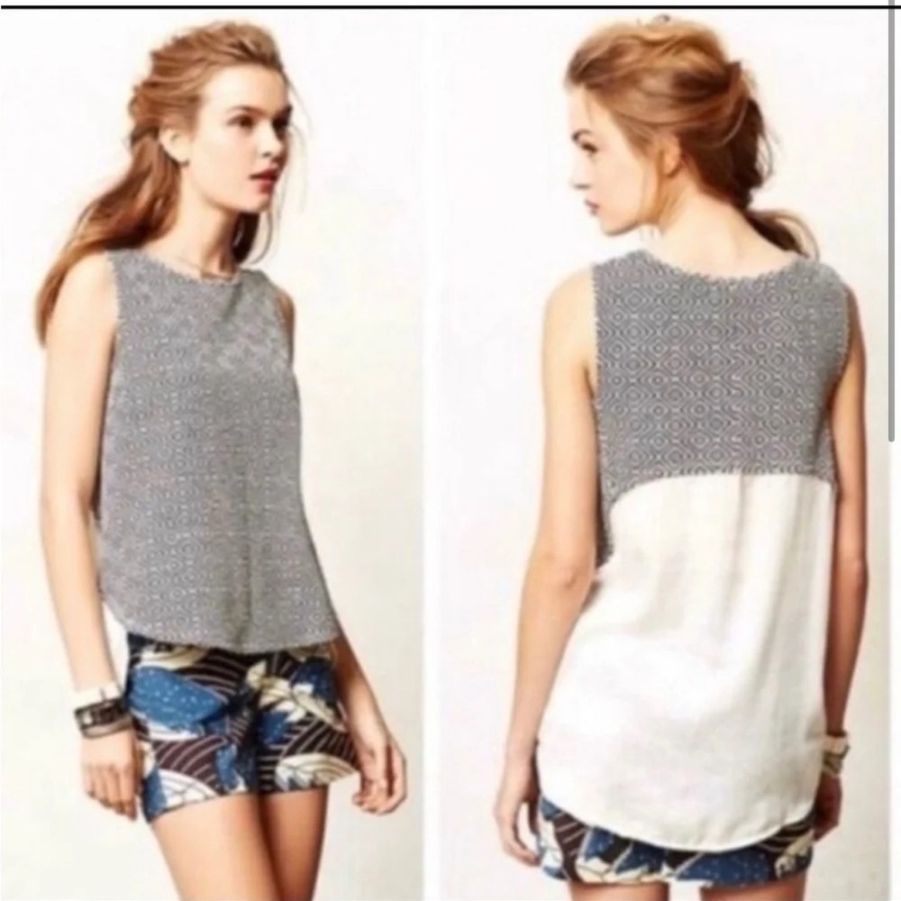 Deletta > Black and White Layered Sleeveless Blouse